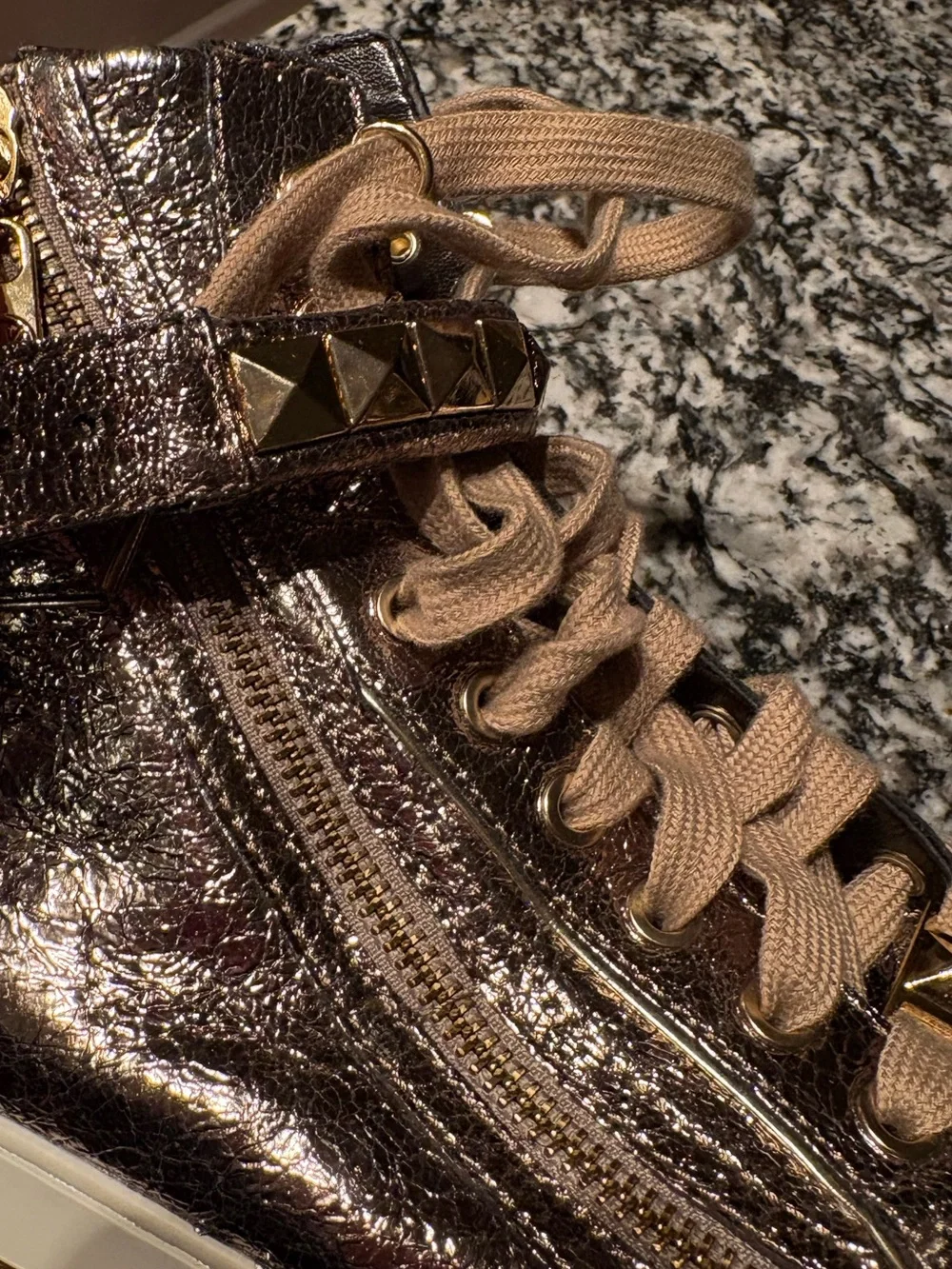 Michael Kors Glam Studded High Tops Shiny bronze Women’s Size 9